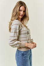Load image into Gallery viewer, Beige Bow Front Stripe Sweater
