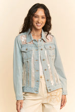 Load image into Gallery viewer, Lace Panel Denim Jacket - Plus
