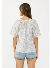 Load image into Gallery viewer, Lovestitch Blue Eyelet Trim Paisley Top
