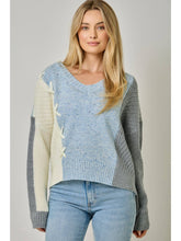 Load image into Gallery viewer, Blue Stitched Blocked Sweater
