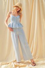 Load image into Gallery viewer, Miou Muse Light Blue Stripe Pants
