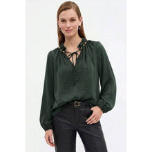 Load image into Gallery viewer, Forest Beaded Tie Neck Top
