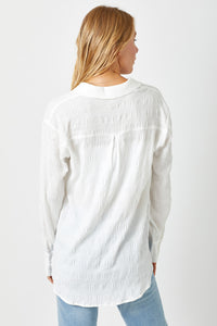 Off White Textured Button Top