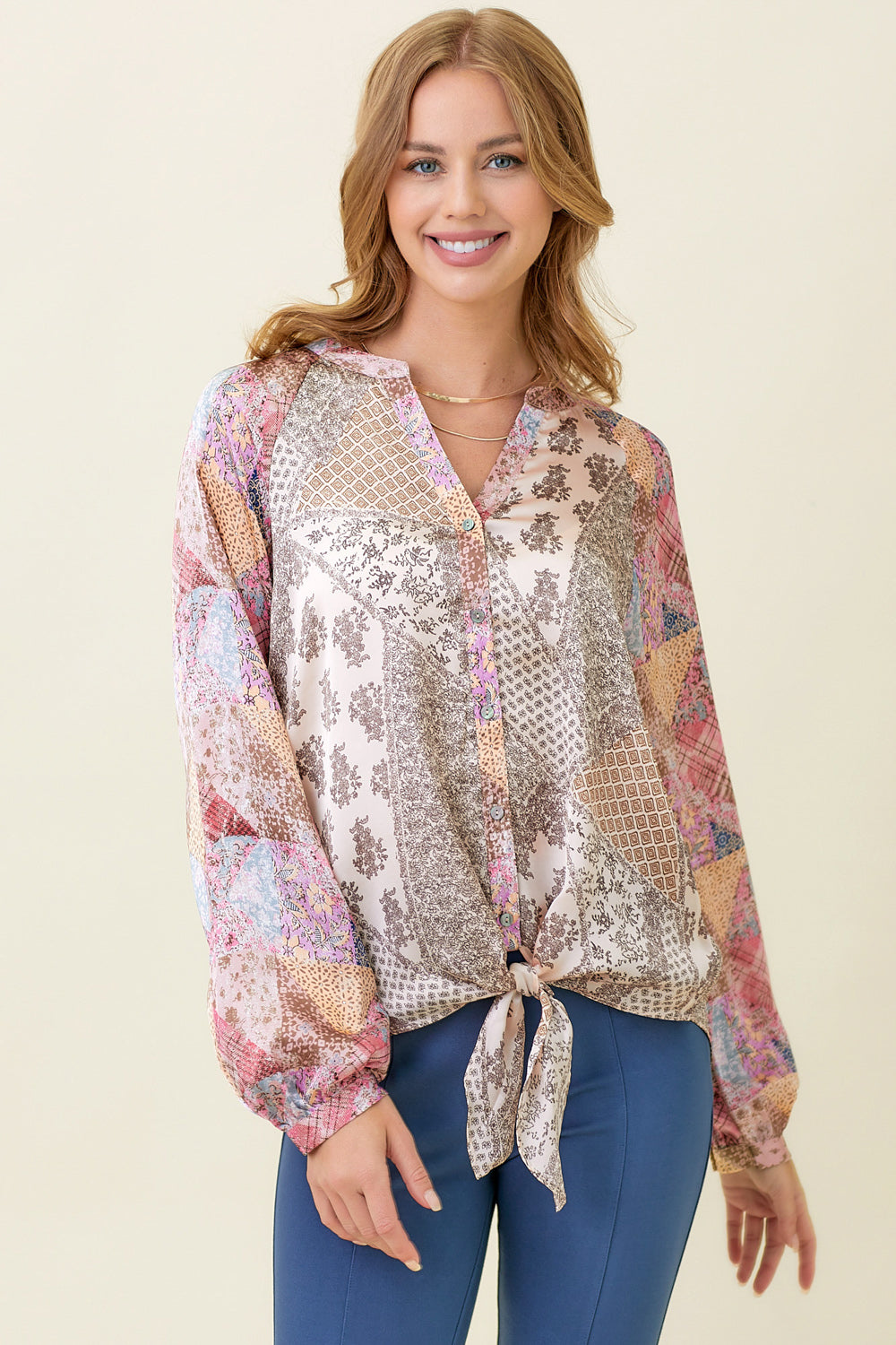 Champagne Paisley Patchwork Top