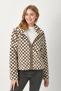 Mocha Fur Checkered Jacket