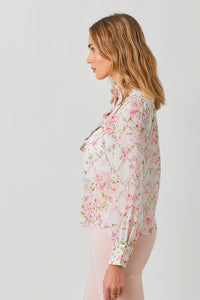 Pink Blossom Button Up Top