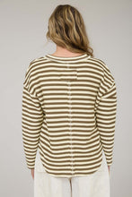 Load image into Gallery viewer, Camel Stripe Split Neck Top
