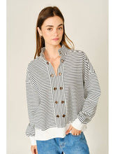 Load image into Gallery viewer, B+W Striped Grommet Sweatshirt

