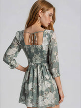Load image into Gallery viewer, Olive Floral Smocked Mini Dress
