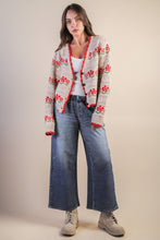 Load image into Gallery viewer, Red Floral Pointelle Cardigan
