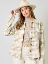 Load image into Gallery viewer, Oatmeal Plaid Sweater Jacket

