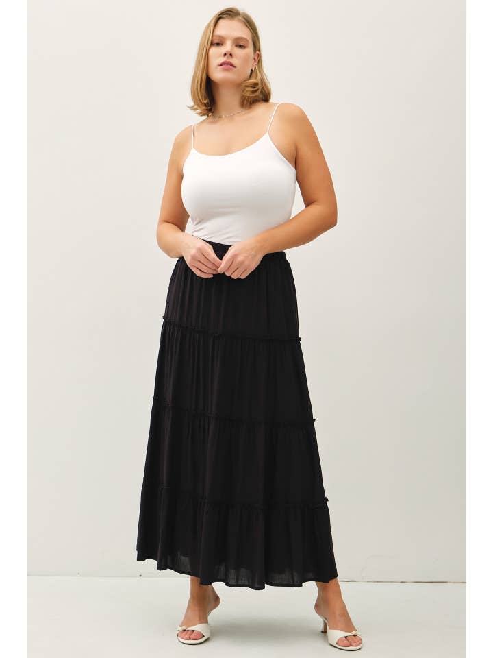 Black Tiered Skirt - Plus