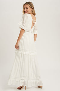 Ivory Lace Trim Maxi Dress