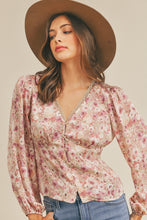 Load image into Gallery viewer, Mauve + Tan Floral Top
