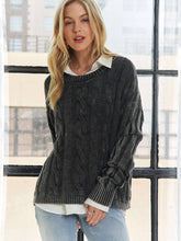 Load image into Gallery viewer, Charcoal Washed Cable Sweater
