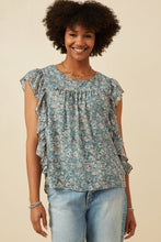 Load image into Gallery viewer, Paisley Teal Ruffle Top
