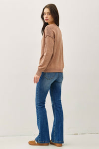 Terracotta Notched Cotton Sweater
