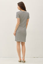 Load image into Gallery viewer, Navy Stripe Tie Dress

