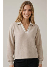 Load image into Gallery viewer, Mocha Blanket Stitch Collared Top
