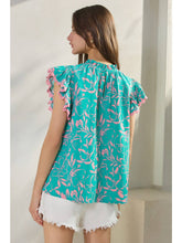 Load image into Gallery viewer, Turquoise + Pink Floral Top
