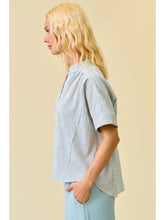 Load image into Gallery viewer, Grey Stripe Button Top
