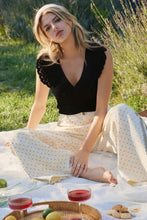 Load image into Gallery viewer, Black Eyelet Trim Fitted Top
