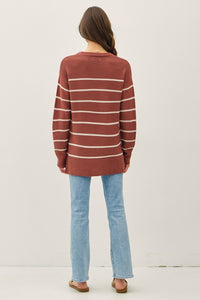 Brick + Taupe Striped Sweater