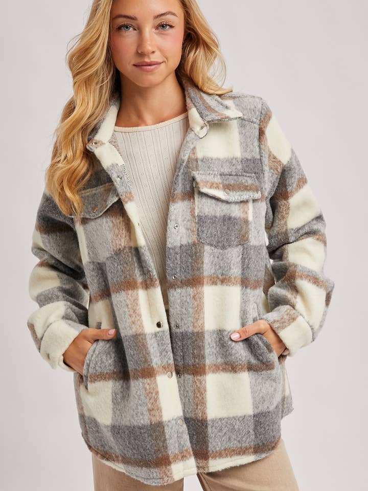 Grey Brushed Shacket