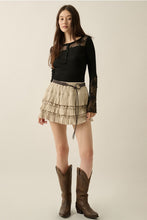 Load image into Gallery viewer, Black Lace Ribbed Henley

