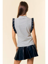 Load image into Gallery viewer, B+W Leather Ruffle Tank
