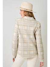 Load image into Gallery viewer, Oatmeal Plaid Sweater Jacket
