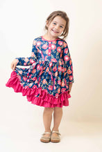 Load image into Gallery viewer, Navy Floral Ruffle Dress - Kids
