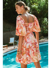 Load image into Gallery viewer, Peach Floral Sweetheart Dress
