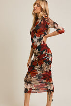 Load image into Gallery viewer, Black + Burgundy Floral Mesh Dress
