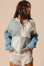 Load image into Gallery viewer, Grey + Ivory Blocked Denim Sleeve Top
