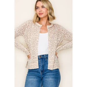 Staccato Tan Reverse Seam Leopard Cardi