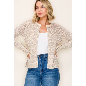 Staccato Tan Reverse Seam Leopard Cardi