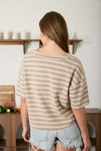 Load image into Gallery viewer, Mocha Stripe Henley Tee
