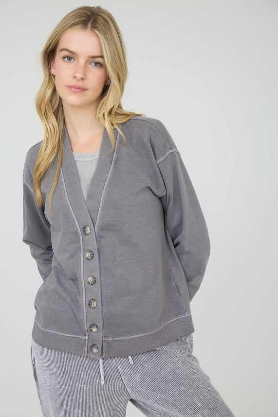 Washed Charcoal Cardigan