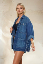 Load image into Gallery viewer, Boho Side Tie Denim Jacket / Wisteria Lane
