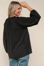Load image into Gallery viewer, Black Ruffle Button Up Top
