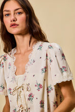 Load image into Gallery viewer, Ivory Floral Satin Tie Top
