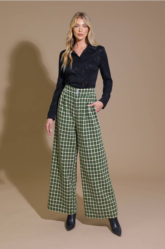 Green Tweed Pants