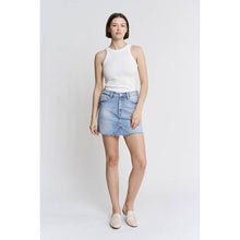 Load image into Gallery viewer, Mica Raw Hem Denim Mini Skirt
