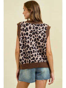 Gold Button Leopard Vest