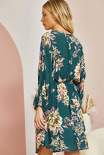Load image into Gallery viewer, Teal V-Neck Floral Dress
