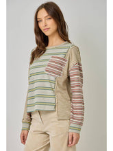Load image into Gallery viewer, Olive Mixed Stripe Top
