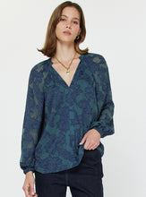 Load image into Gallery viewer, Navy + Teal Jacquard Top
