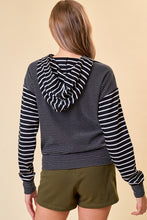 Load image into Gallery viewer, Black Stripe Zip Hoodie
