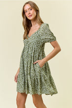Load image into Gallery viewer, Olive Tiered Floral Dress
